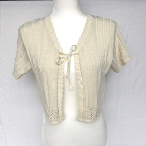 My Michelle Cream Knit Tie-Front Cardigan Top